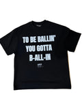 Black "ALL-IN" T-shirt by NBASayLessDoMore featuring a classic fit and bold design on the front.