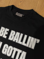 Black “ALL-IN” Tee by NBASayLessDoMore, front view showing casual fit and minimalist design.